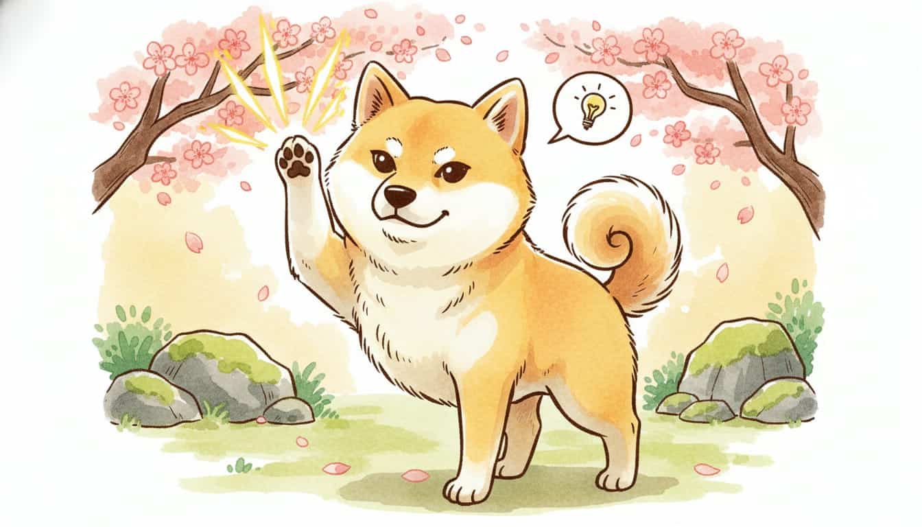 Miniature Shiba Inu displaying the 'Power of the Point' raised paw pose