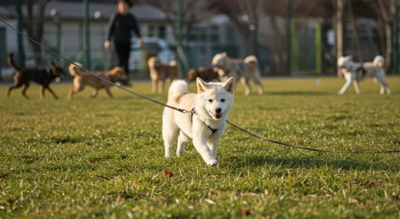 General Guidelines for Walking a white Shiba Inu Puppy